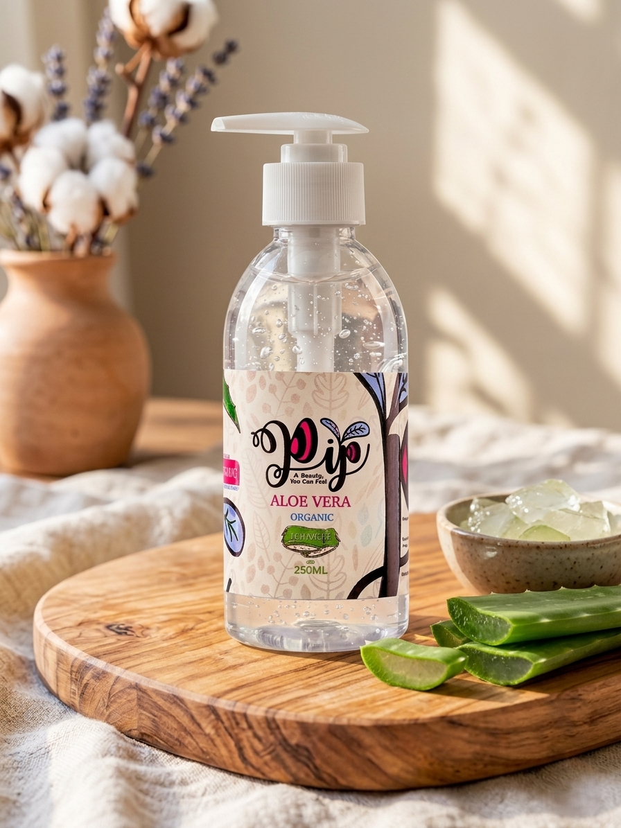 Pip Natural 100% Pure Aloe Vera Gel - soothing Hydration for face, Hair & Sunburn, 250ml