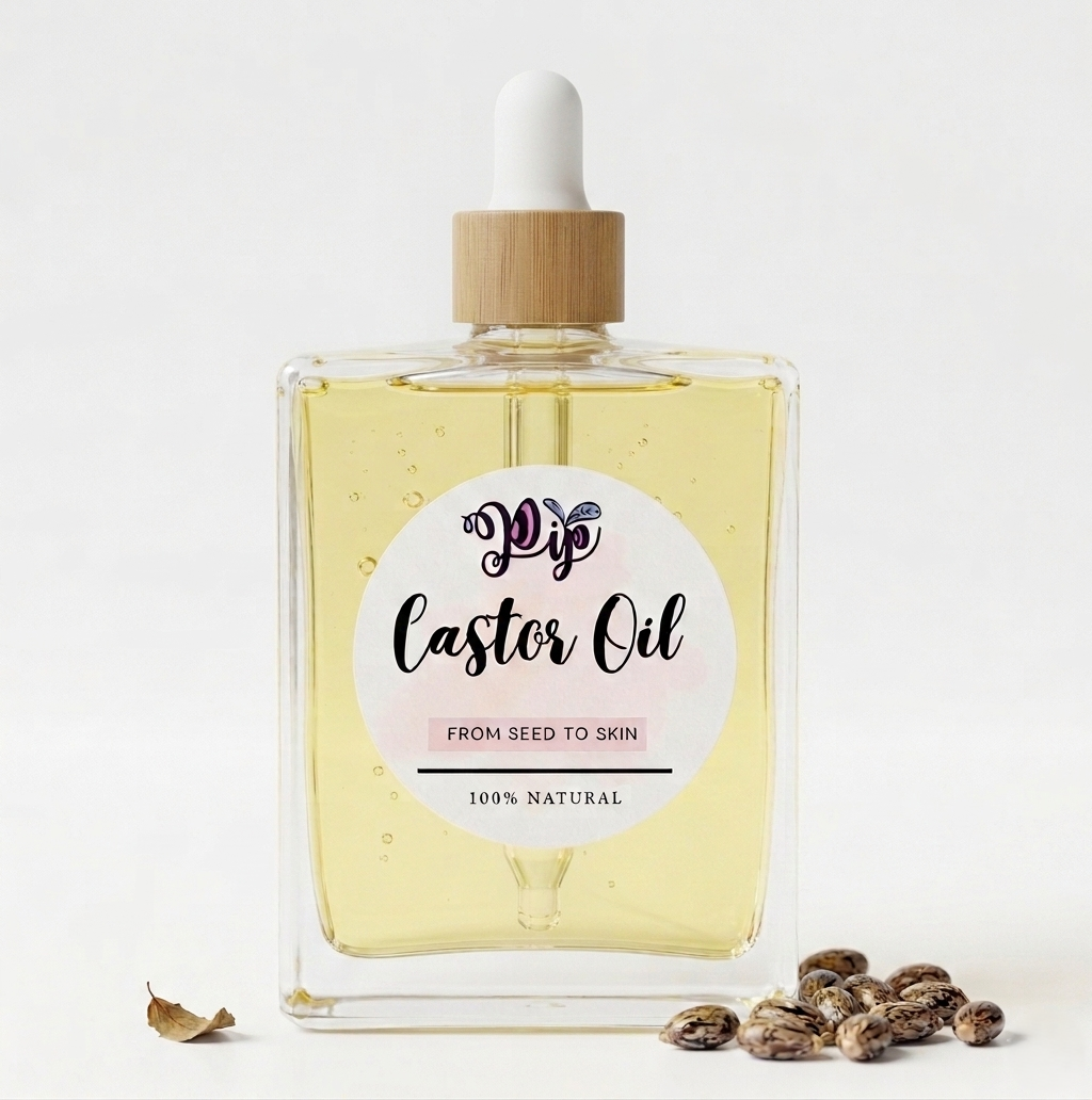 Pip 100% Pure Cold-Pressed Castor Oil – For Hair Growth, Eyelashes & Radiant Skin (100ml)